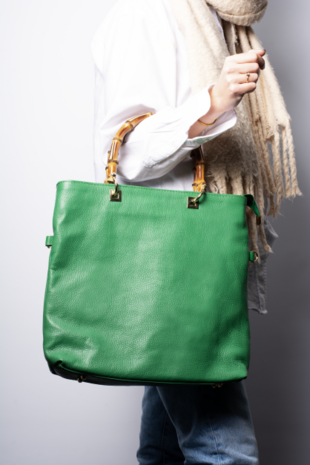 Groene leren shopper jamy/ SOLD OUT!!!