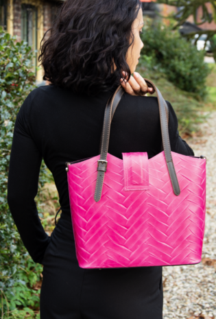 Leren shopper in fuchsia Egle