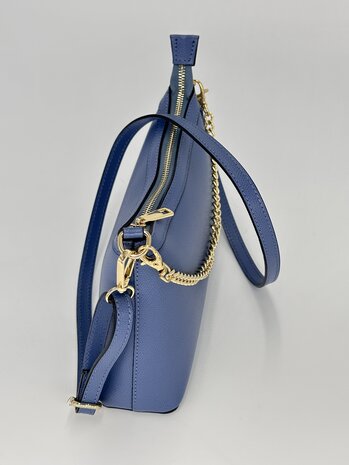 Blauw leren vintage tas Aquilina met schakel