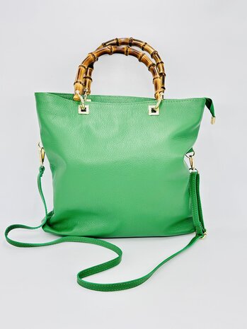 Groene leren shopper jamy