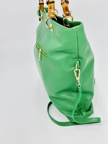 Groene leren shopper jamy