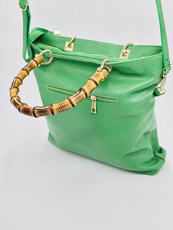 Groene leren shopper jamy