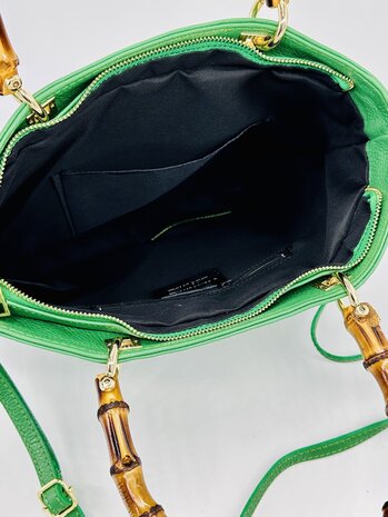 Groene leren shopper jamy
