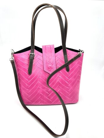 Leren shopper in fuchsia Egle