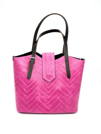 Leren shopper in fuchsia Egle