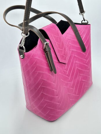 Leren shopper in fuchsia Egle