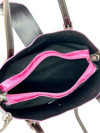 Leren shopper in fuchsia Egle